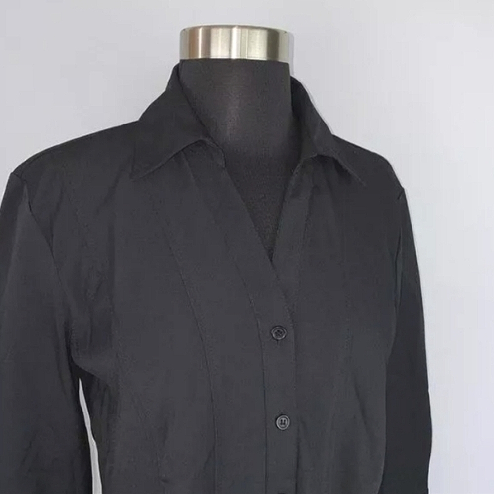 Style & Co Women's  Medium Solid Black Button Down Blouse Size 16 - Picture 2 of 10